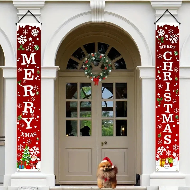 Trendbay \2D Christmas Door Banner Festive Front Porch Sign