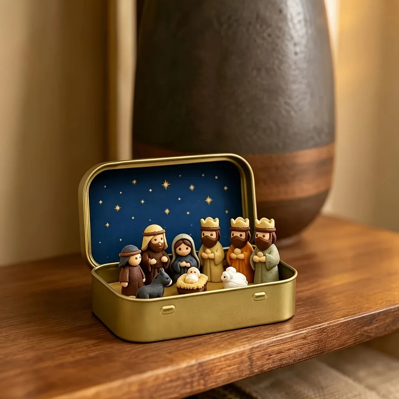 Handcrafted Mini Christmas Nativity Scene Set