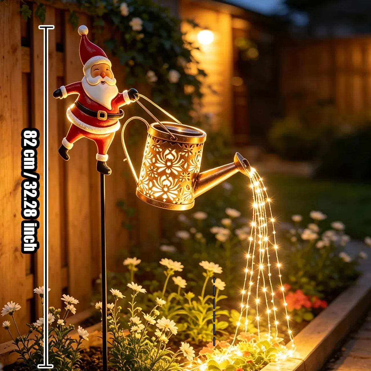 82CM Solar Santa Claus Kettle Light for Christmas