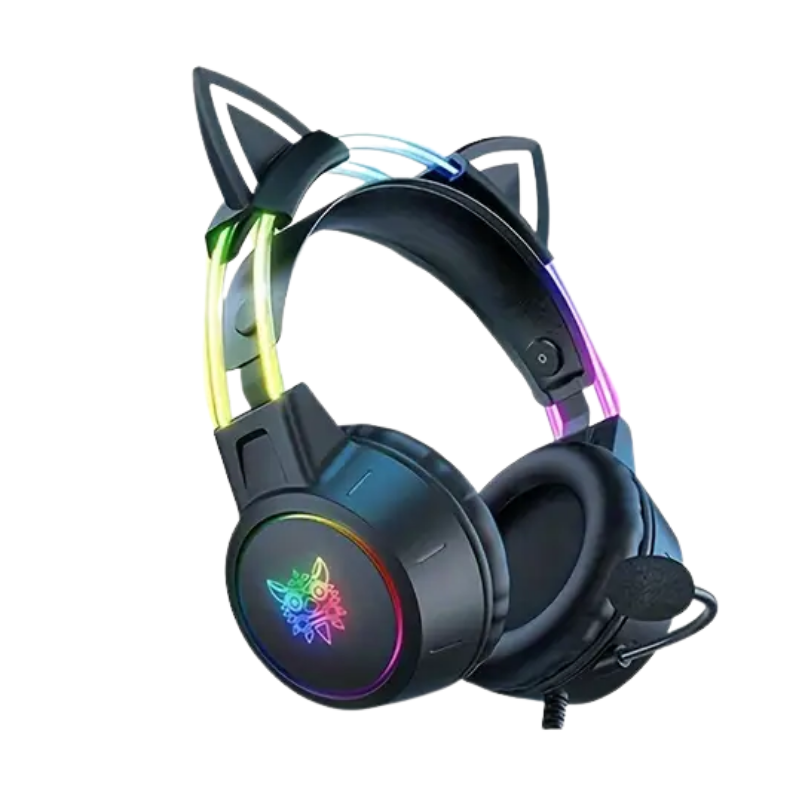Gaming Headset with Detachable Cat Ear Microphone