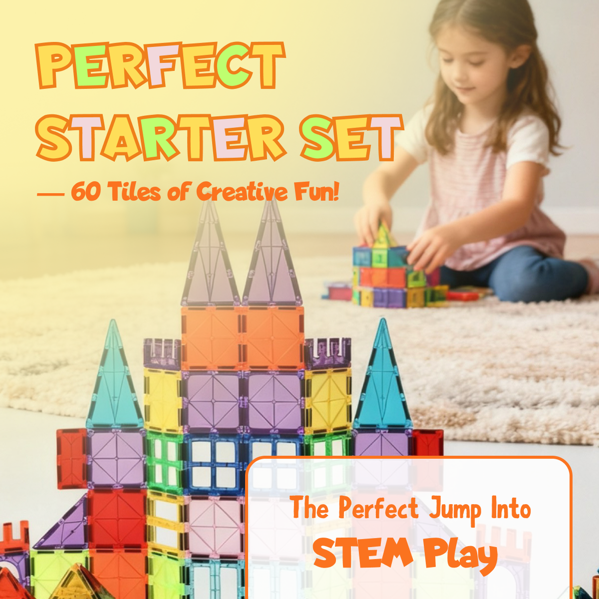 Sixty Pieces Magnetic Tiles Building Set