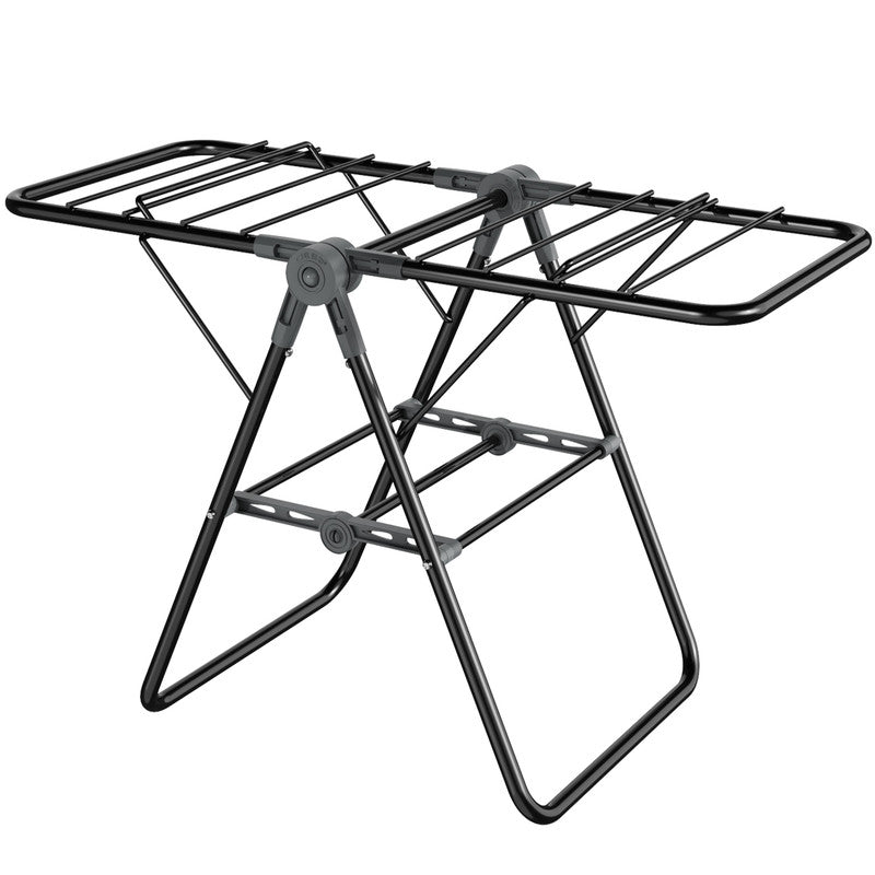 2-Tier Foldable Clothes Drying Rack for Balcony Bay Window-White