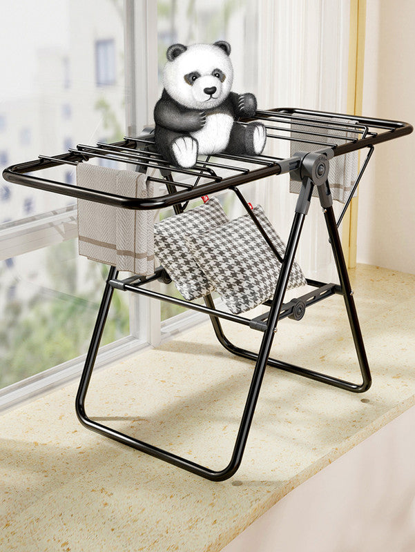 2-Tier Foldable Clothes Drying Rack for Balcony Bay Window-White