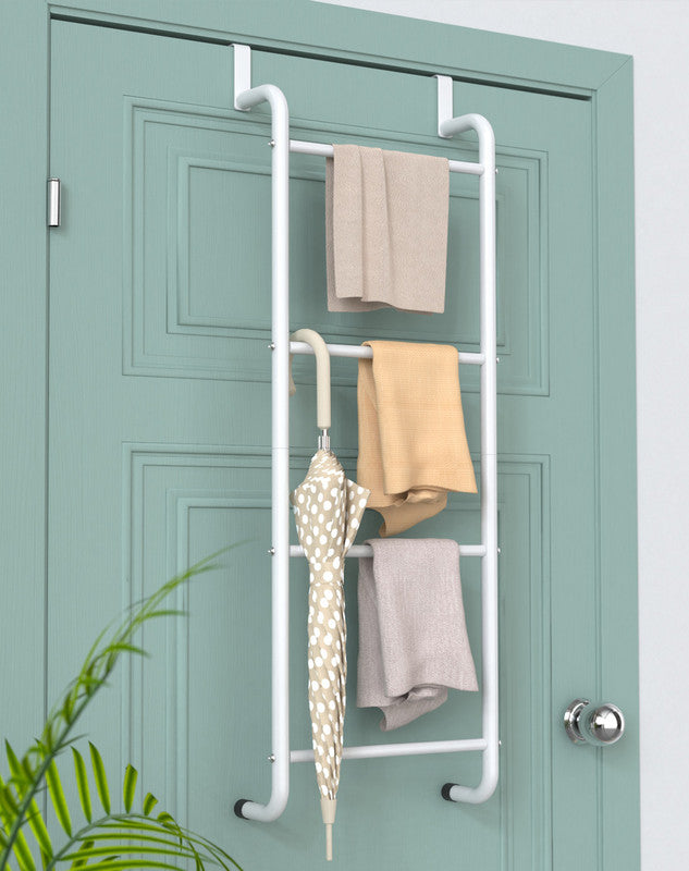 Over The Door Towel Rack Metal Behind Door Hanger for Bathroom Bedroom-White