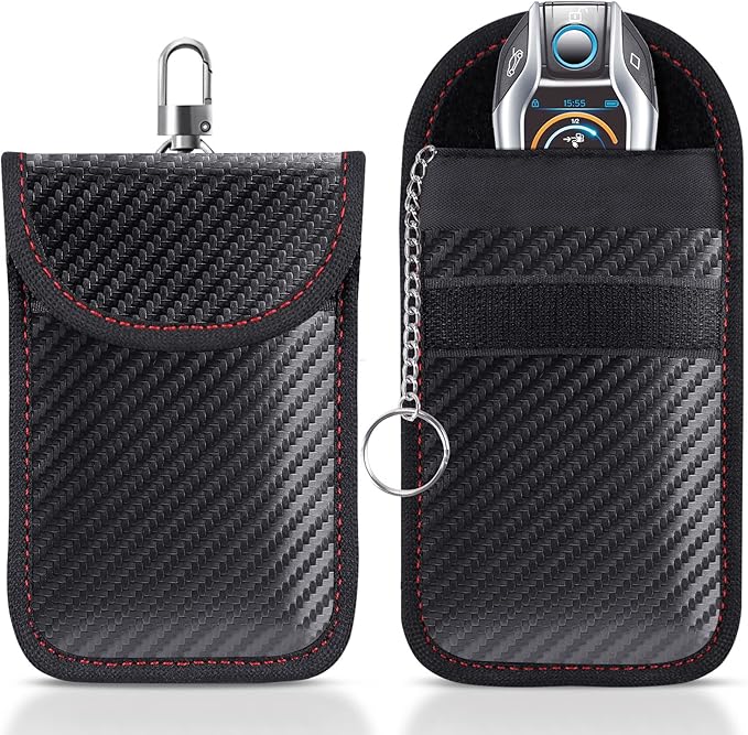 Faraday Pouch for car Keys,2 Pack Faraday Bag Car Key Signal Blocking Pouch , Keyless Entry Car Keys Case | RFID Blocker Bag for Car Security ,Anti-Theft Remote Entry Keyless Protect-Black