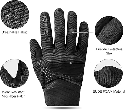 Breathable Mesh Motorcycle Gloves Touchscreen with TPR Palm Pad Hard Knuckle-Black-XLarge