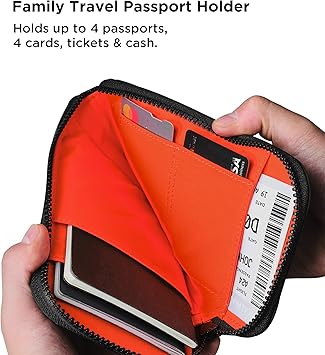 Travel Wallet - RFID Passport Holder, Self Locking Zipper Wear & Tear-Resistant Material, 3 Passport Pockets and 4 Card Slots - HUB Accessories-Blue