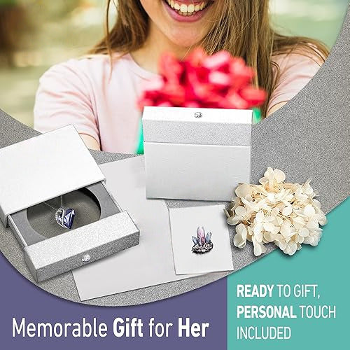 Infinity Love Heart Necklace, Birthstone Necklace for Women, Jewelry for Women with Healing Crystals, Allergy Free Pendant Necklace-02b-February-Tanzanite Purple