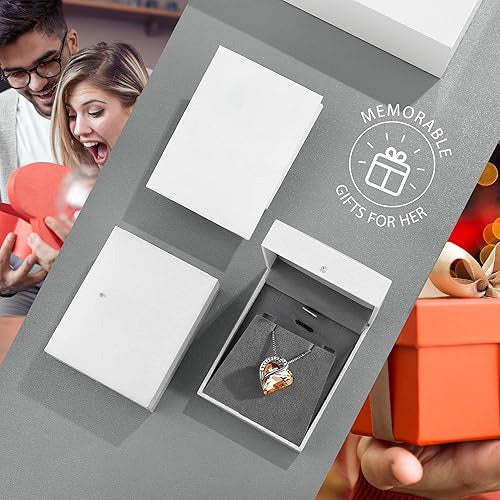 Infinity Love Heart Necklace, Birthstone Necklace for Women, Jewelry for Women with Healing Crystals, Allergy Free Pendant Necklace-16-Energy-Calcite Orange