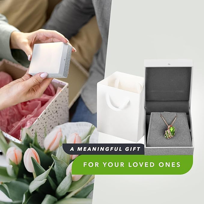 Wish Stone Pendant Necklace, Necklaces for Women with Birthstone Crystals, Allergy-Free Jewelry for Women with Gift Box, 23K Rose Gold Plated or Silver-tone Birthstone Necklace for Women-08-August Birthstone-Peridot Green