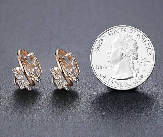 Infinity Love Heart Birthstone Earrings for Women, Crystal Stud Earrings with Healing Stones, Allergy-Free Jewelry for Women with Gift Box, Silver-tone Birthstone Crystals Earrings-04-April Birthstone-Clear White