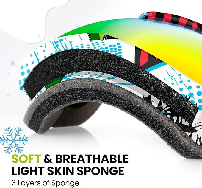 OutdoorMaster Kids Ski Goggles - Helmet Compatible Snow Goggles for Boys & Girls with 100% UV Protection-01VLT 13%-OM-6