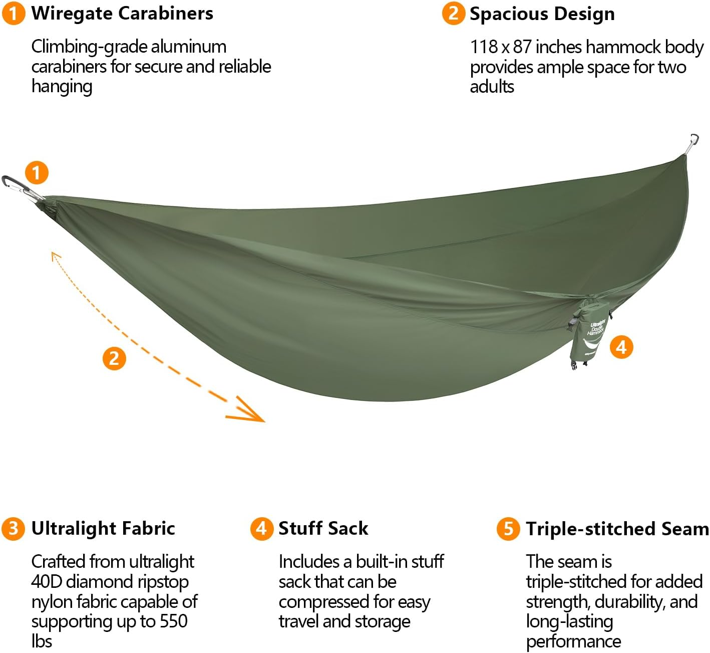 anymaka Set Up in 3 Seconds Adjustable Portable Aluminum Alloy Hammock Stand for Outside with Chair Mode & Lounge Mode up to 105'' (Hammmock Set Bundle Forest Green-1)