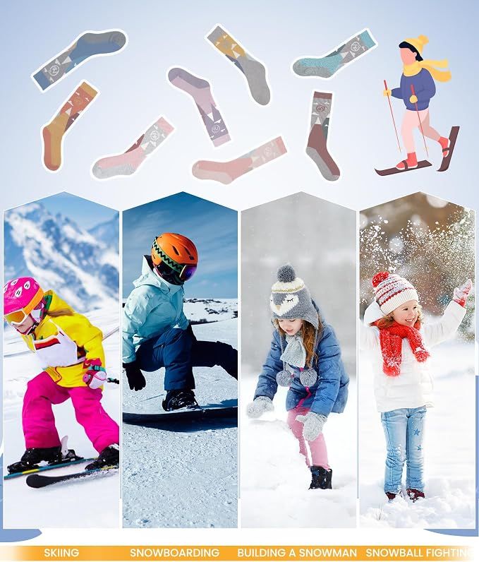 OutdoorMaster Merino Wool Ski Socks for Kids Boys & Girls Thermal Winter Warm Snowboarding Cold Weather-3 pack,Medium