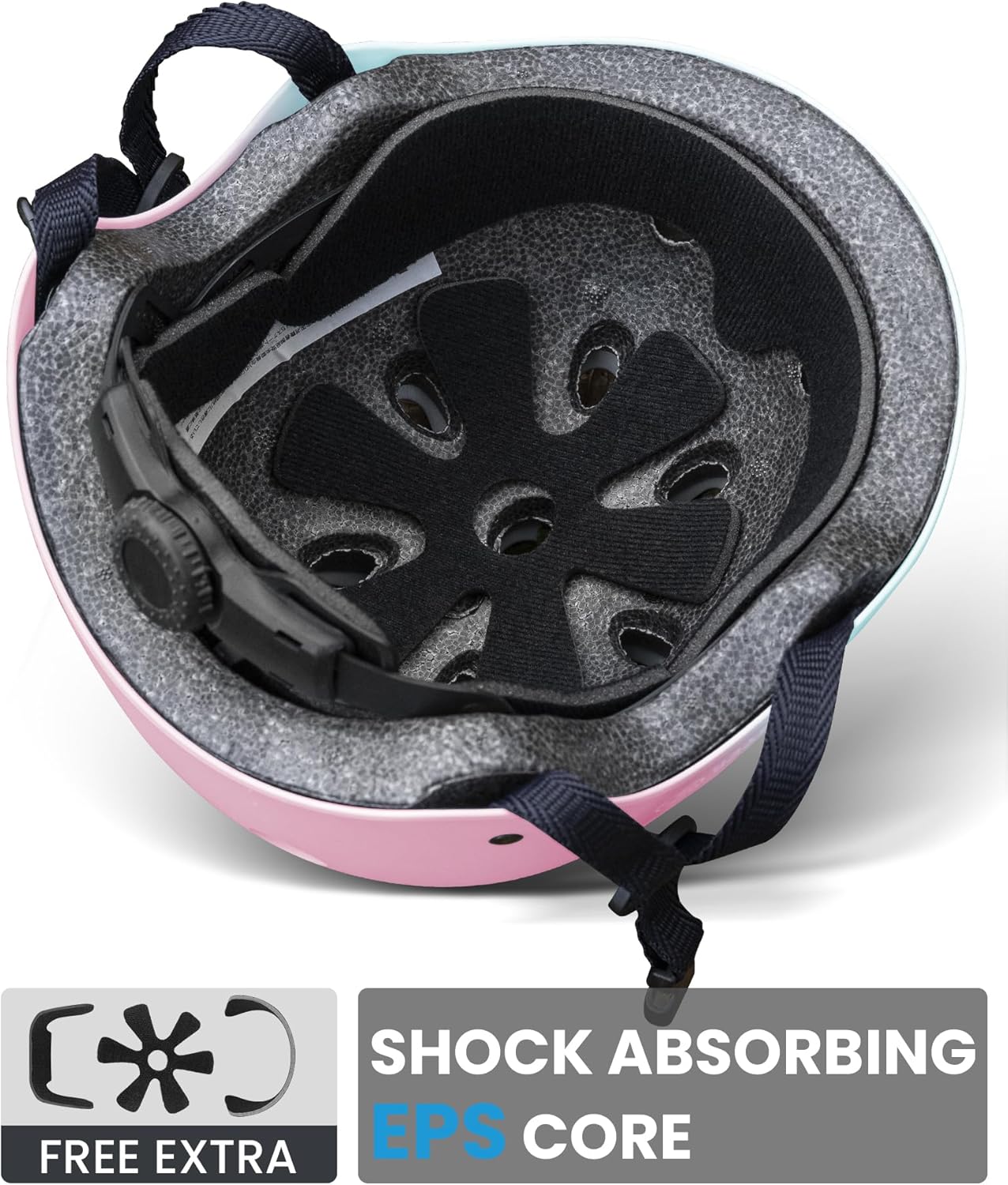 OutdoorMaster Youth & Kids Bike Helmet - Adjustable Multi-Sports Skateboard Helmet with Removable Liners for Balance Bike, Toddler Scooter, One Wheel Hoverboard-Blue pink gradient-Medium