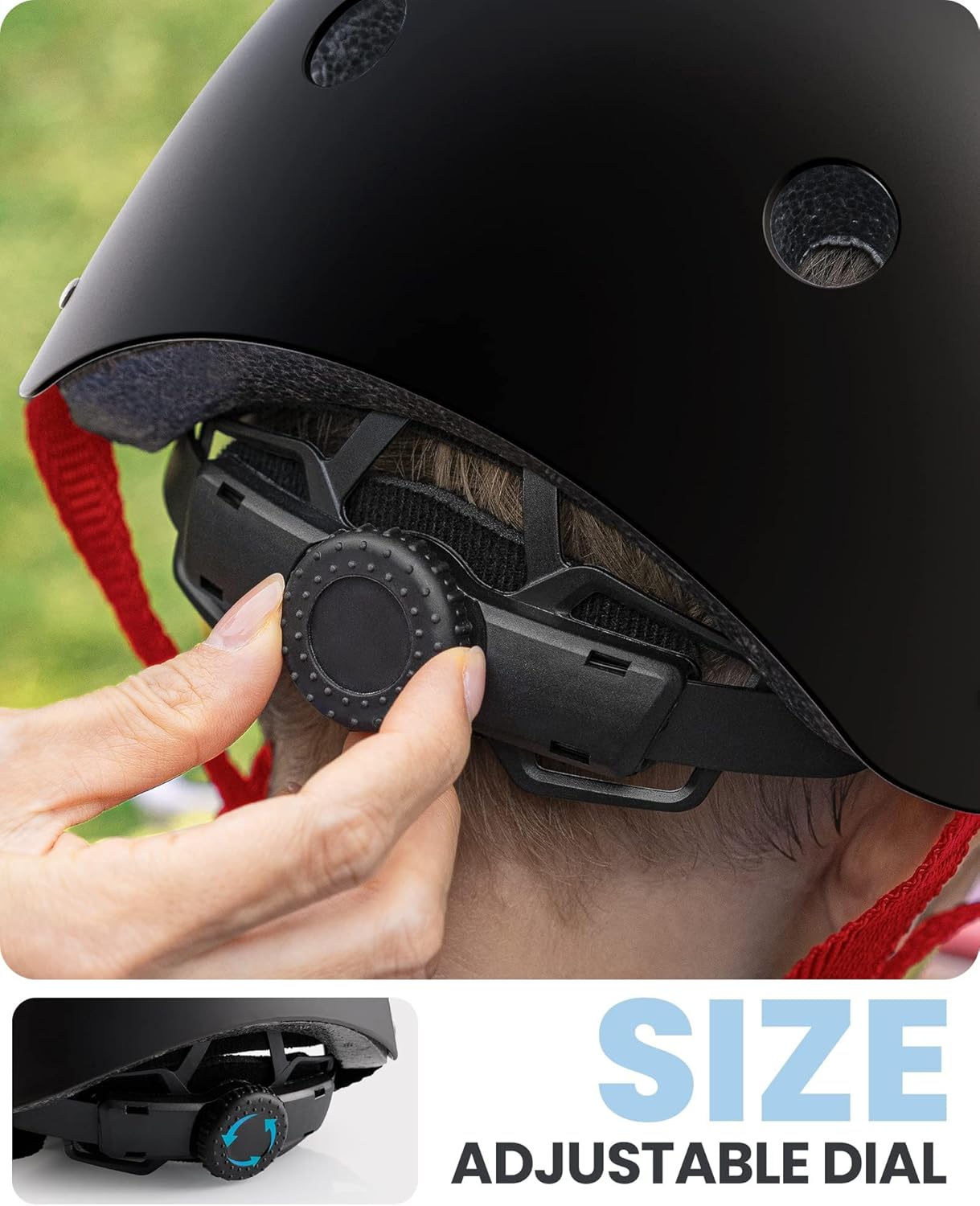 OutdoorMaster Youth & Kids Bike Helmet - Adjustable Multi-Sports Skateboard Helmet with Removable Liners for Balance Bike, Toddler Scooter, One Wheel Hoverboard-Black Red-Small