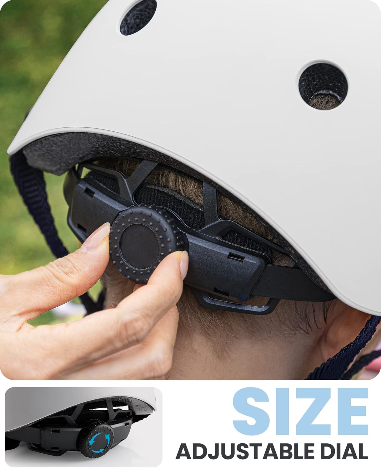 OutdoorMaster Youth & Kids Bike Helmet - Adjustable Multi-Sports Skateboard Helmet with Removable Liners for Balance Bike, Toddler Scooter, One Wheel Hoverboard-White-Small