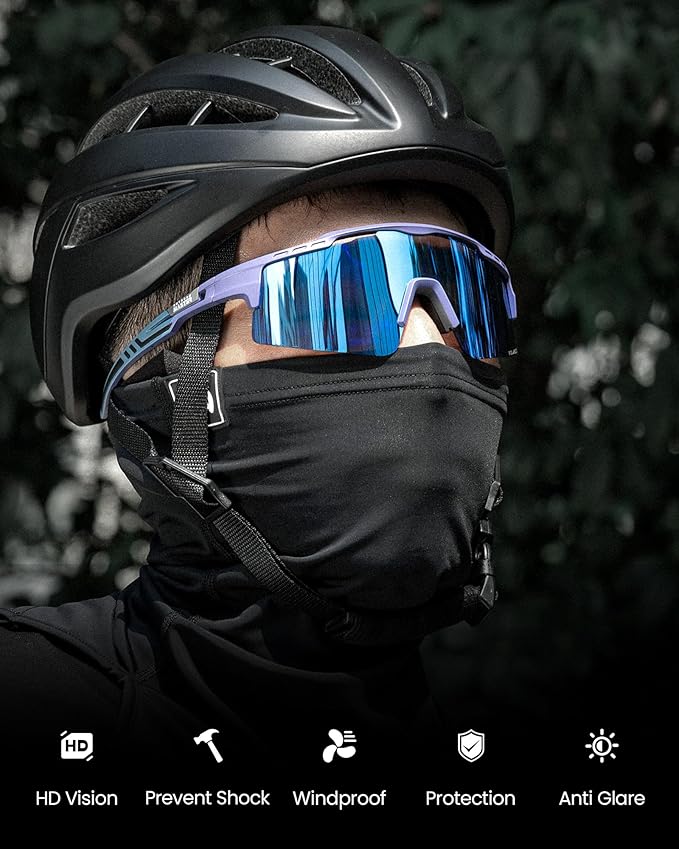 OutdoorMaster Hawk II Polarized Sports Sunglasses for Men Women, TAC 100% UV400 Protection TR90 Frame Cycling Sunglasses, Baseball Running Fishing Golf Glasses-Blue Frame+revo Blue Cat.3,Adult