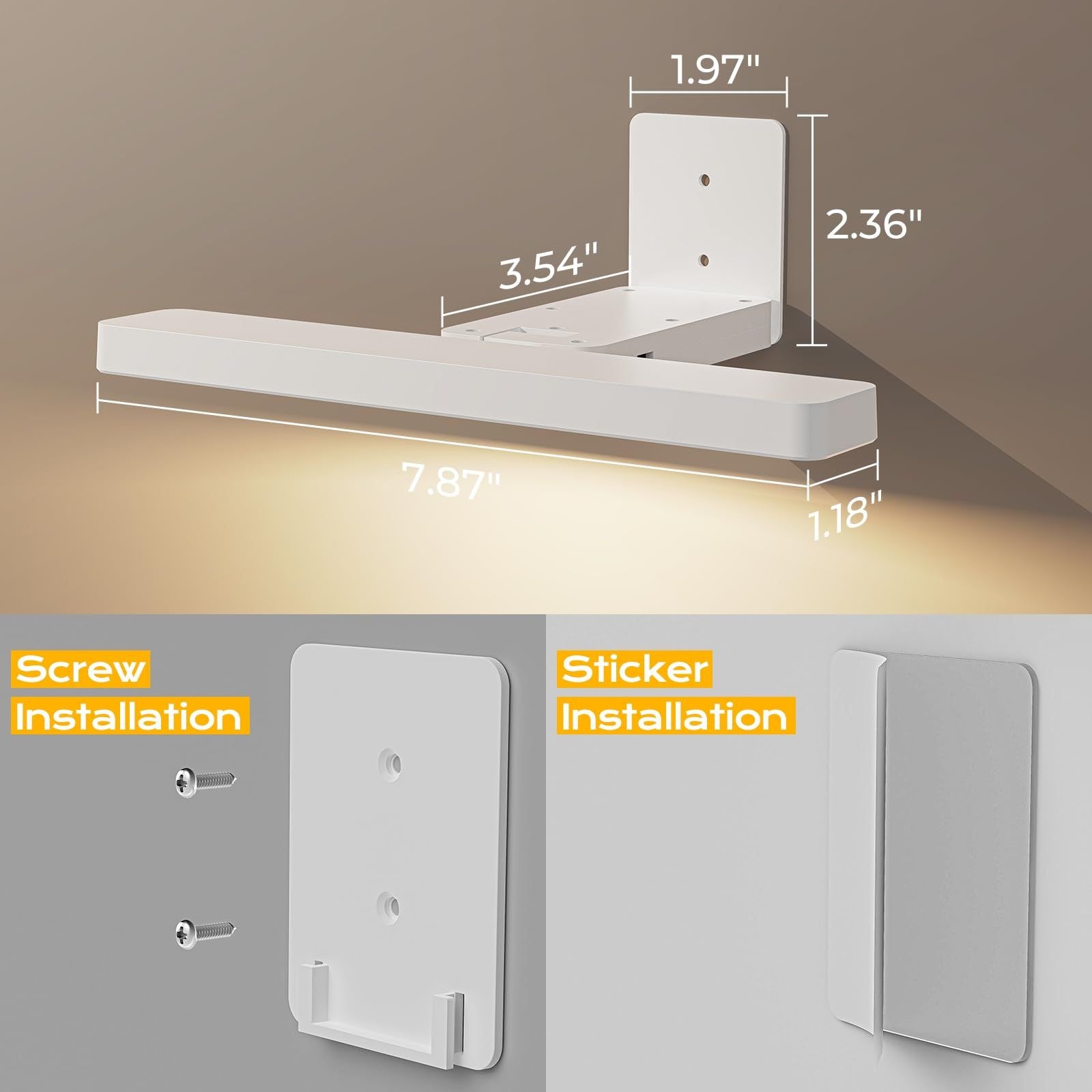 White Rechargeable Picture Light with Remote, Dimmable 3 Colour LED Wall Light for Artwork, Frames, Mirrors and Gallery Walls