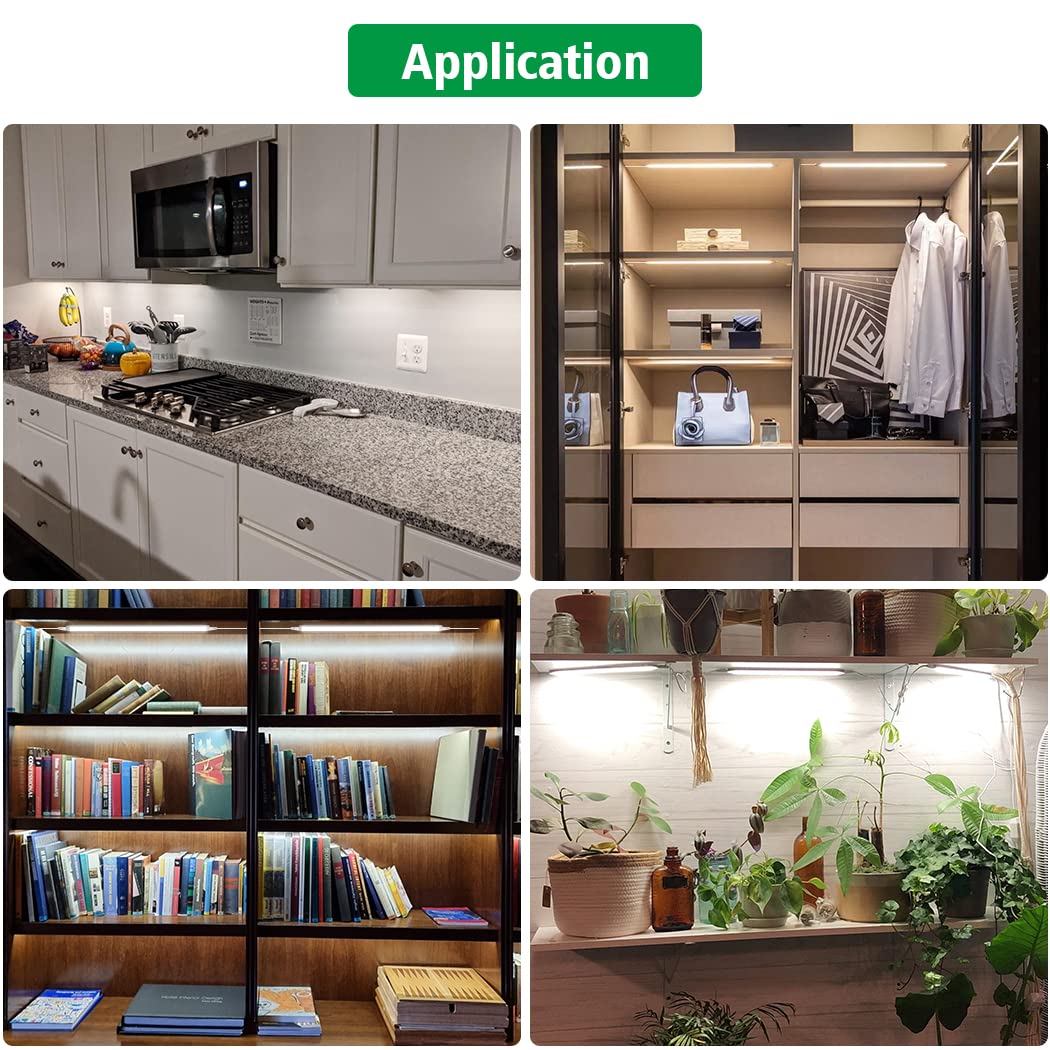 Led Under Cupboard Kitchen Lights, Dimmable Bar Cupboard Lights with Remote Control for Wardrobe,Cupboards, Closets, Display Cabinets(Natural White,2 Pack)
