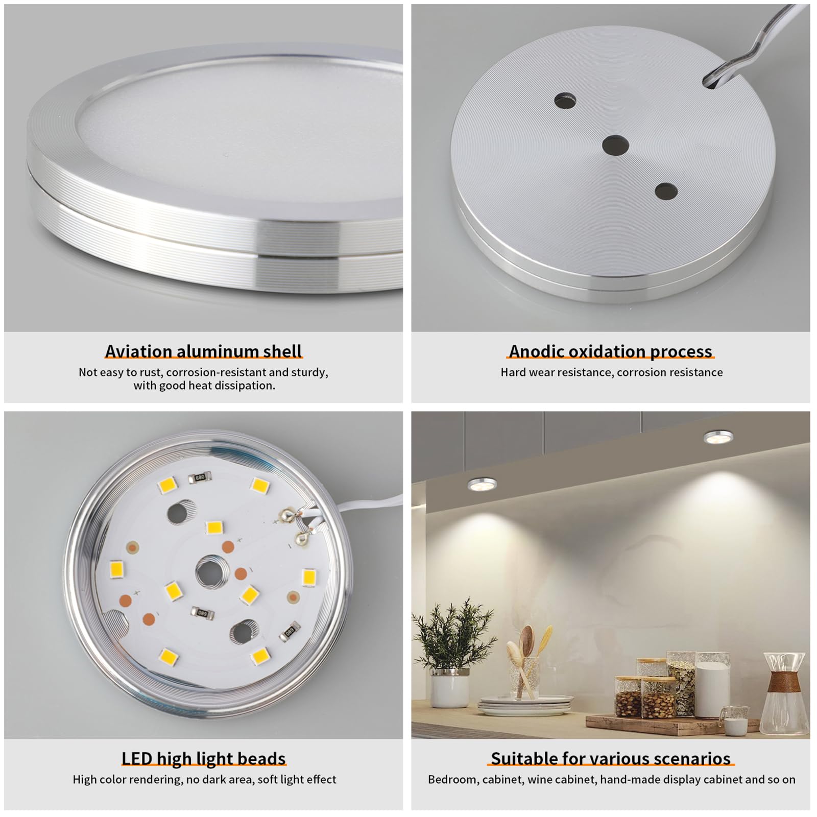 3D Printer LED Lamp Kit 2 Pack,3D Printed DIY Hardware Model Spare Parts 5V USB Powered,Wireless Puck Light Dimmable Touch Control,3 Color Warm (3000K) alanced Mixed (4000K) ol (6500K)