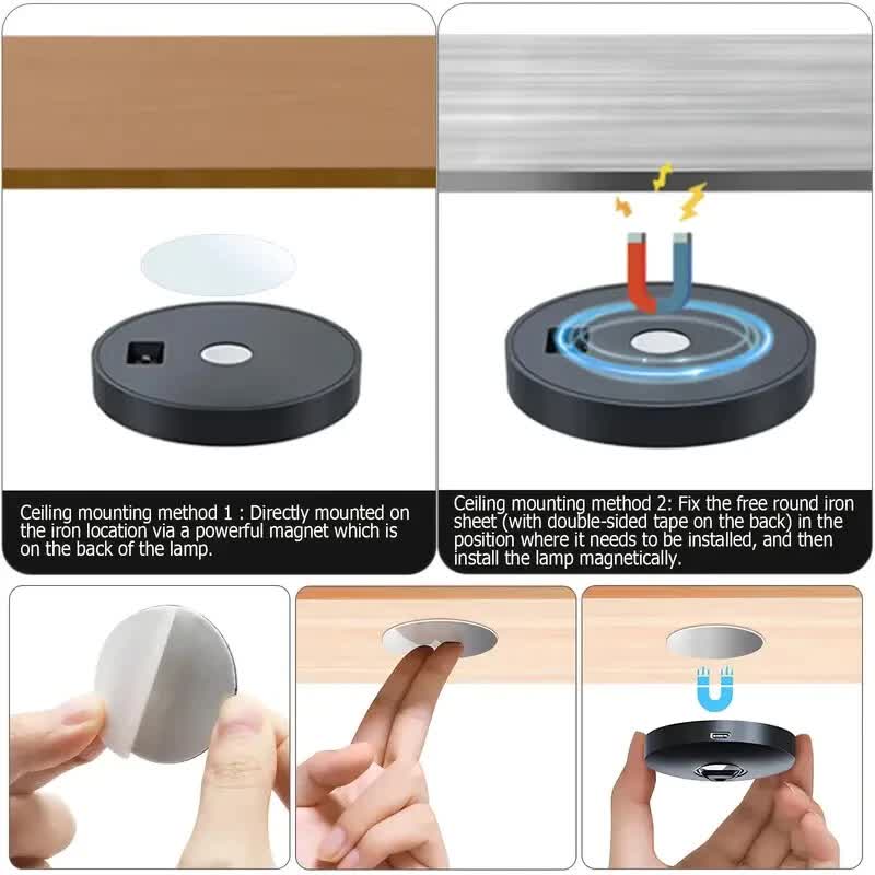 3 Lights LED Rechargeable Slim Cabinet Light, 2cm, Remote Control, Magnetic Mount