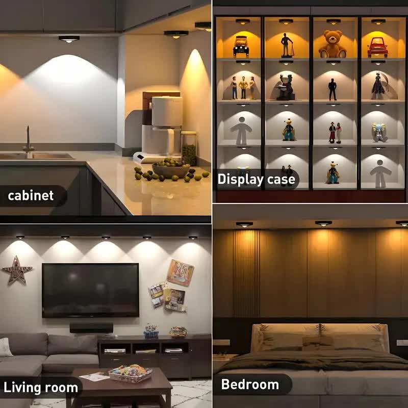 3 Lights LED Rechargeable Slim Cabinet Light, 2cm, Remote Control, Magnetic Mount