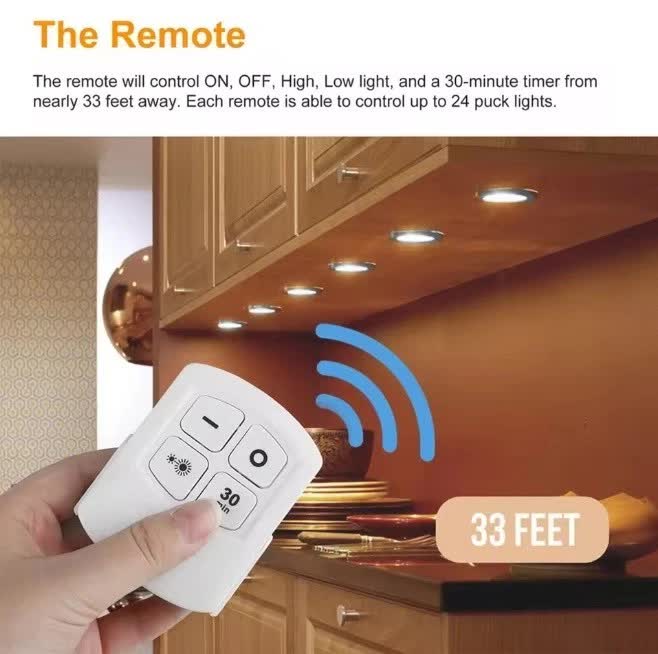 3 LED Light Set with Remote - Warm White for Cabinets & Displays