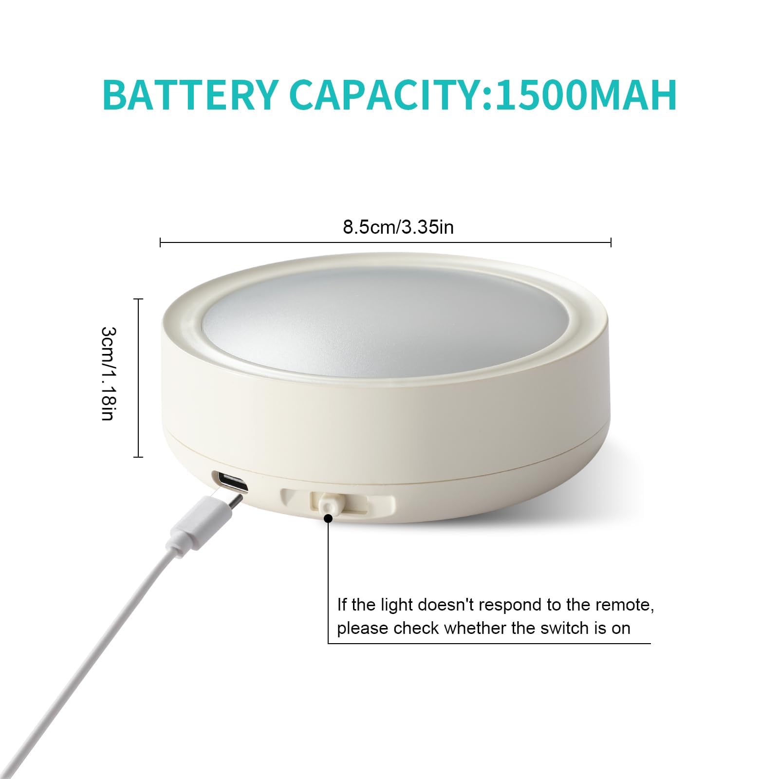 Pack of 6 Under-Unit Lights Kitchen LED Cabinet Lighting Wireless with Remote Control Cabinet Lighting Rechargeable Battery Dimmable Under Cabinet Light for Showcases, Wine Cabinet