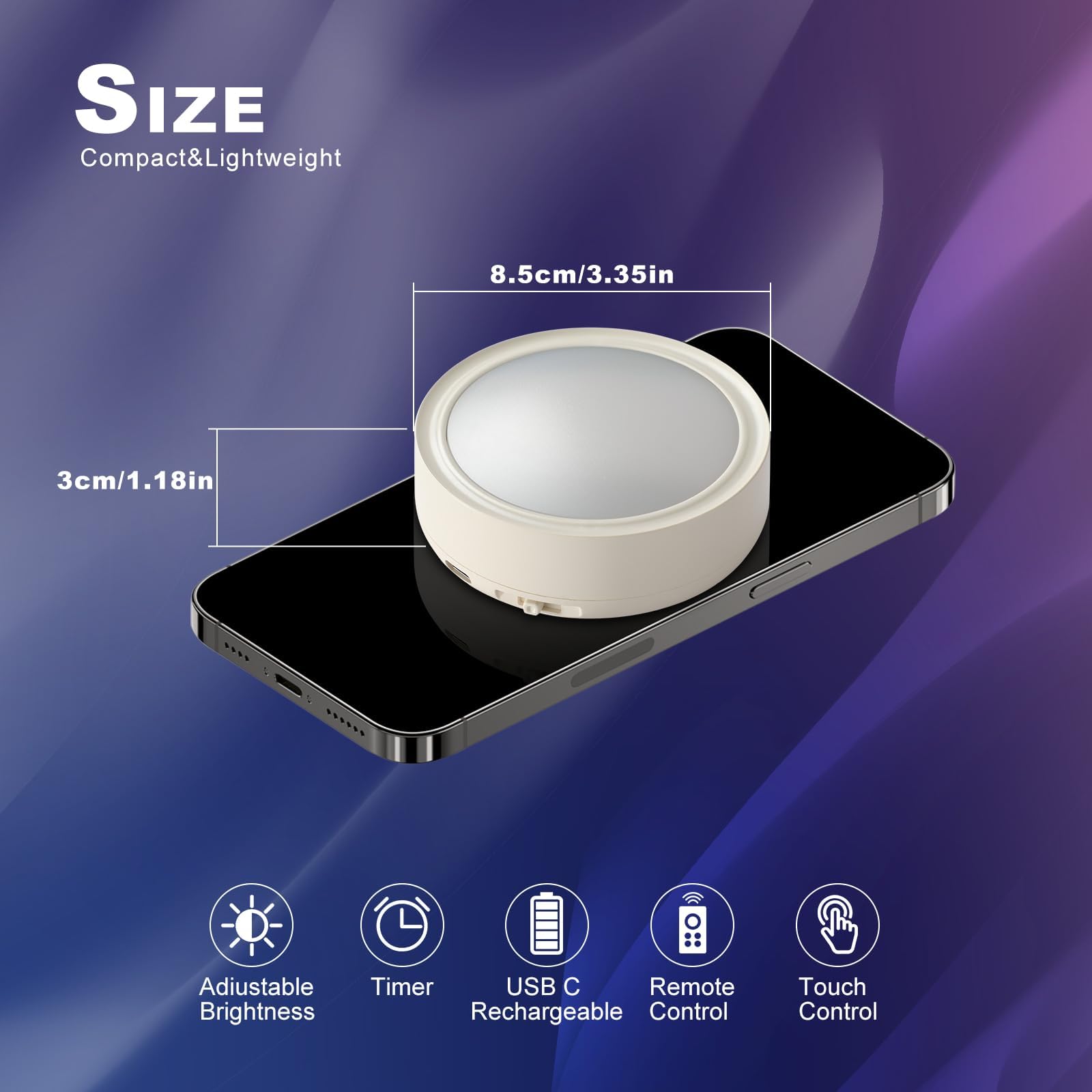 Pack of 6 Under-Unit Lights Kitchen LED Cabinet Lighting Wireless with Remote Control Cabinet Lighting Rechargeable Battery Dimmable Under Cabinet Light for Showcases, Wine Cabinet