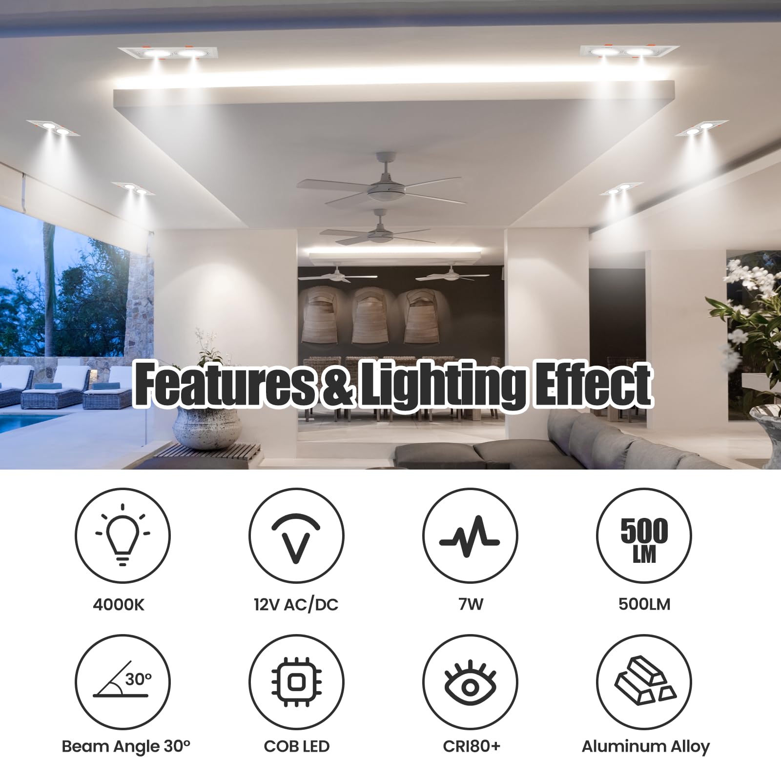 AR70 LED Light Bulb BA15D B15 Base, AC/DC12V Input, 7W 500lm for Home Household Commercial Lighting, 50W Halogen Lamp Replacement(Natural White,4 Pack)