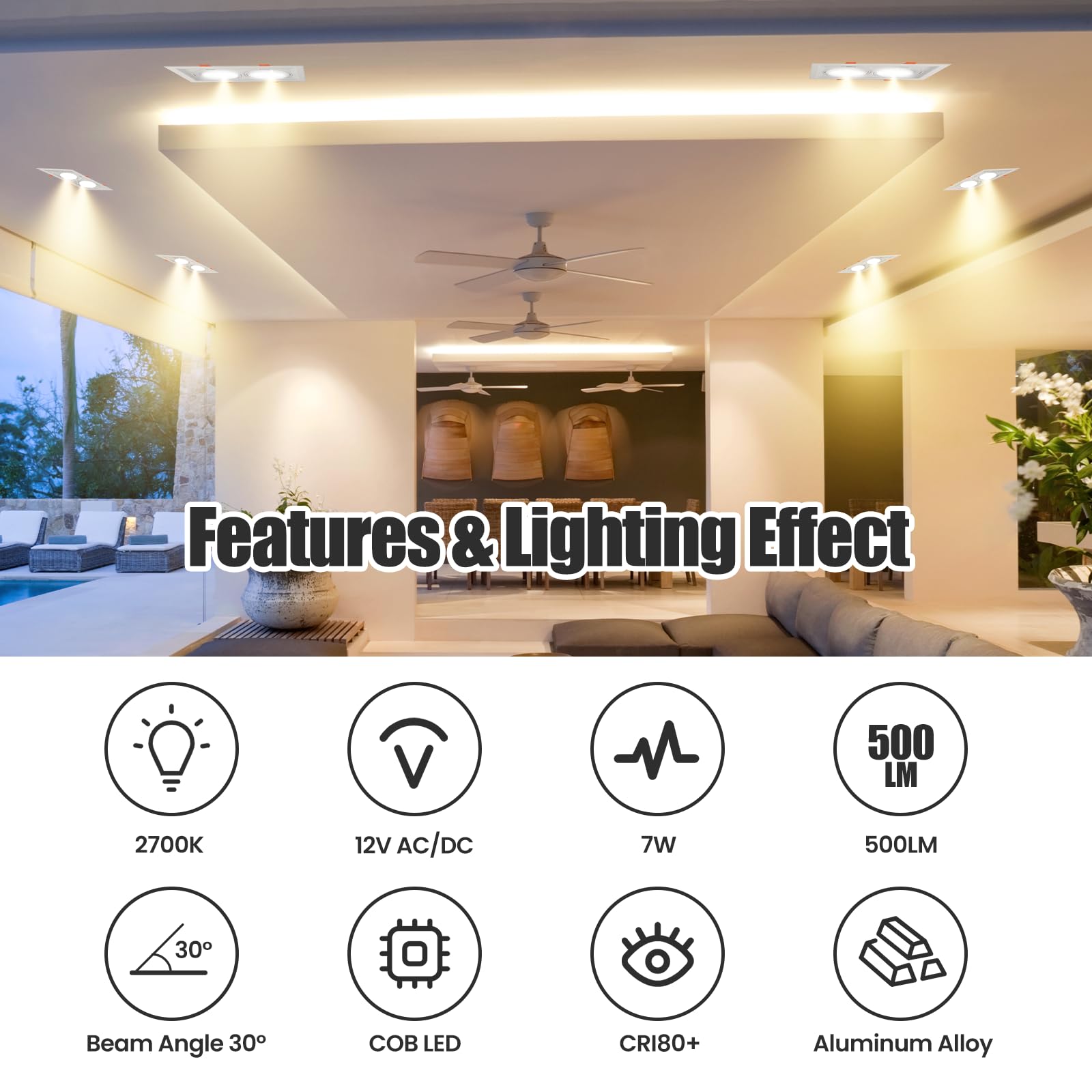 AR70 LED Light Bulb BA15D B15 Base, AC/DC12V Input, 7W 500lm for Home Household Commercial Lighting, 50W Halogen Lamp Replacement(Warm White,4 Pack)