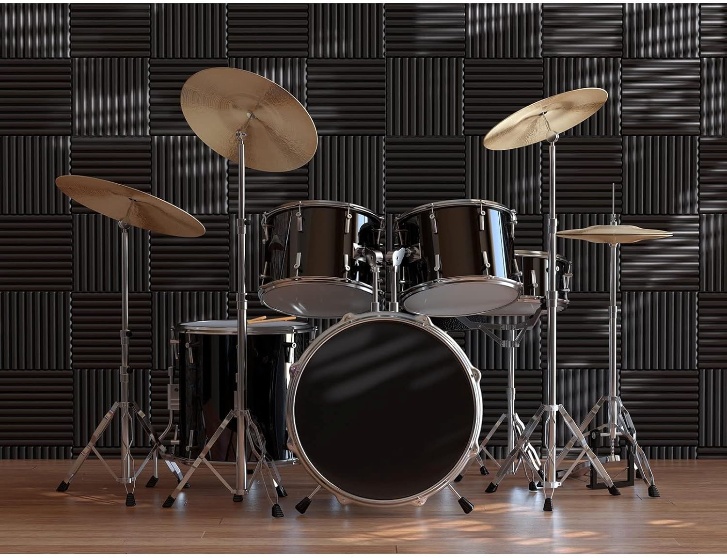 JBER Acoustic Panels Foam Wedges 48pcs 30x30x2.5cm for Soundproof Padding Wall