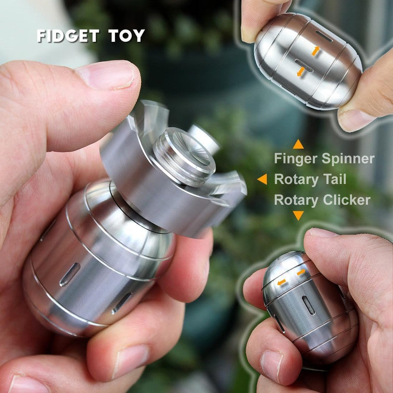 Atomic Bomb Fidget Spinner 3 in 1 EDC Clicker Toy Stainless Steel