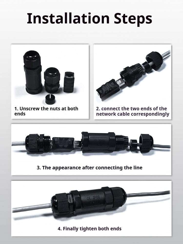 Starlink Ethernet Connector,RJ45 Coupler, Ethernet Female to Female Extender with Lightning Protection and IP68 Waterproof,CAT8/CAT7/CAT6/CAT5E Cables