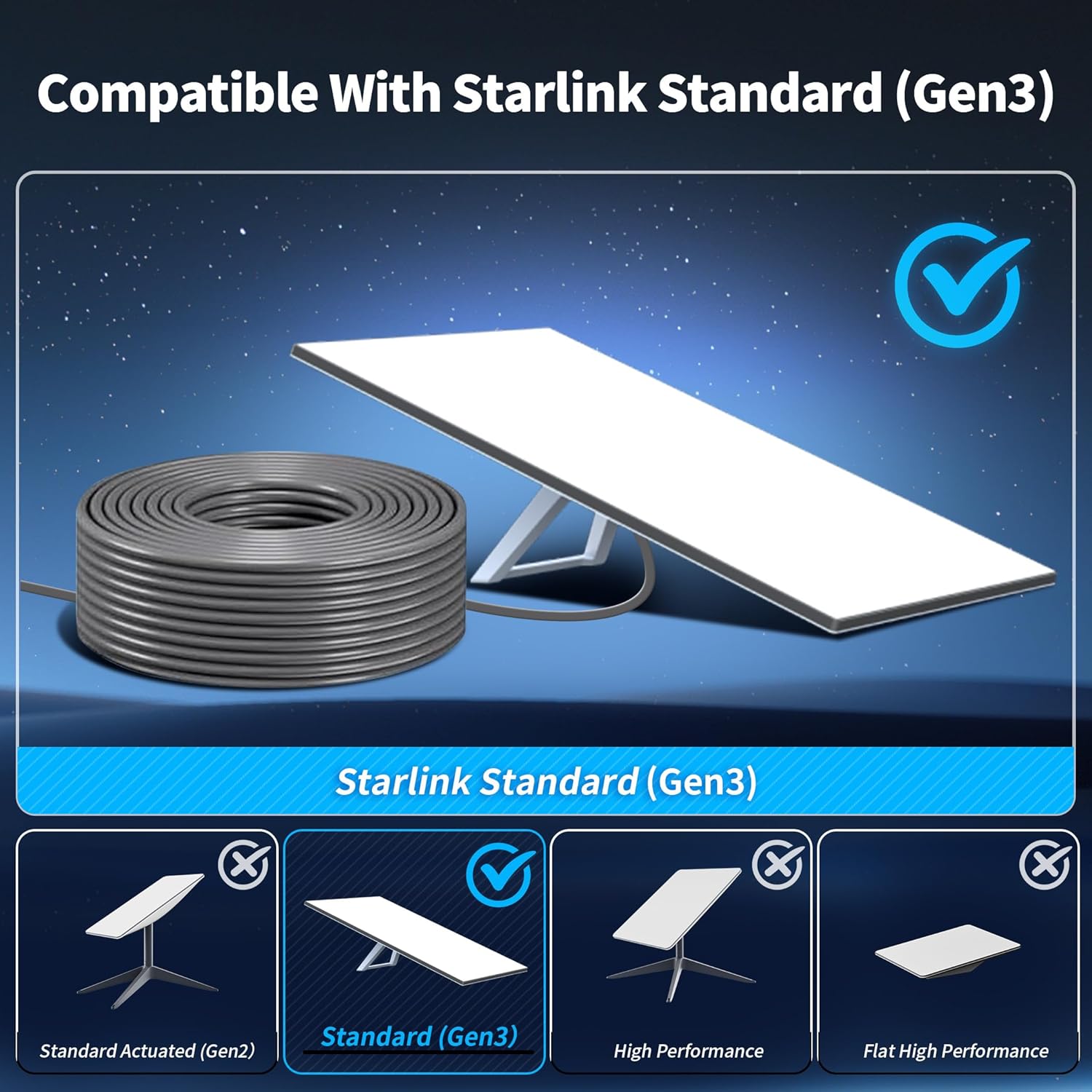 Starlink Gen 3 Cable 24AWG Waterproof (150FT)