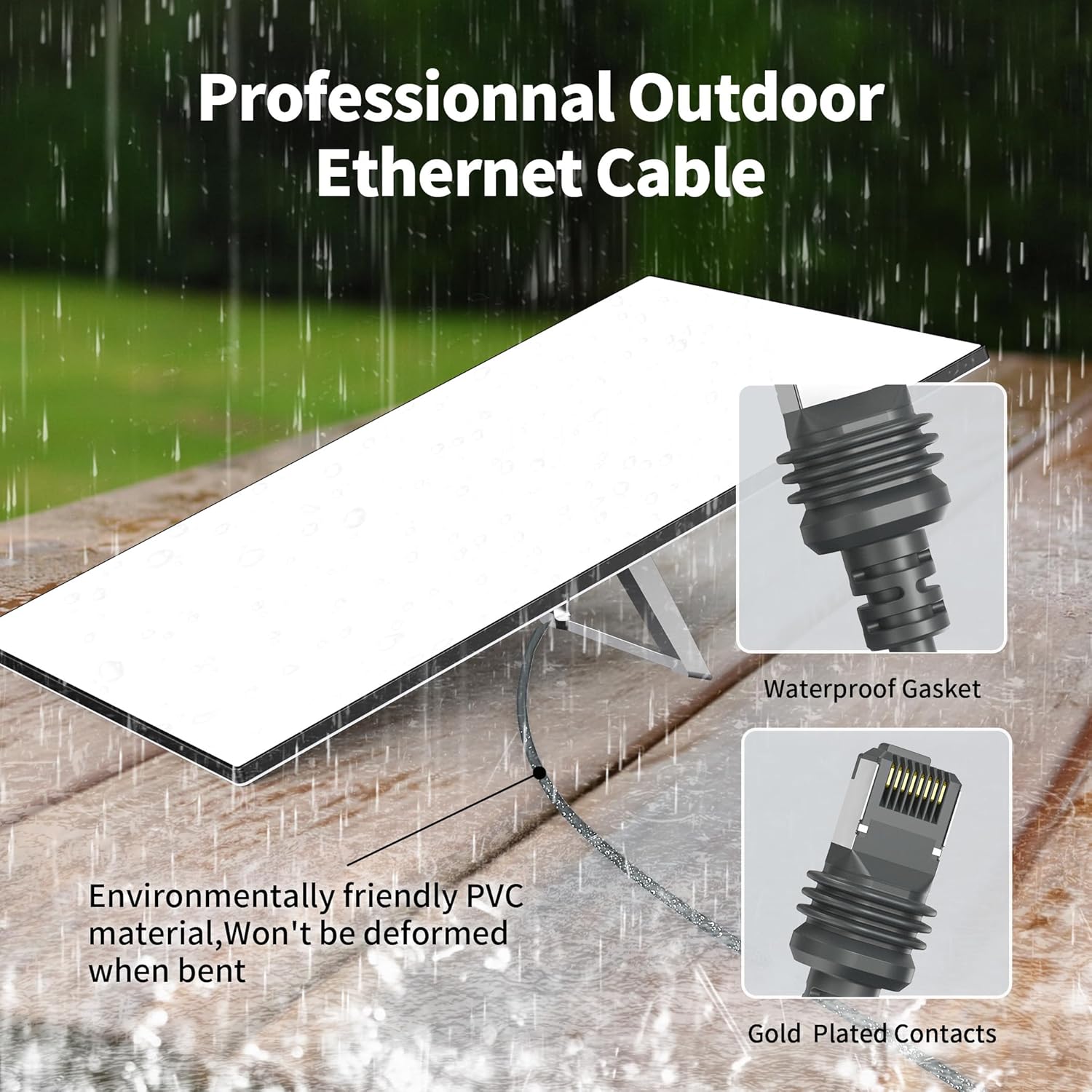 Starlink Gen 3 Ethernet Cable 15M/49.2FFT Cable, Waterproof, Grey