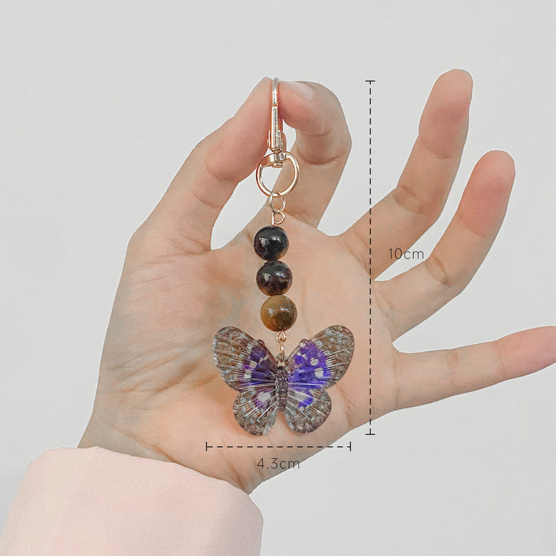 Crystal Butterfly Keychain Set,Tiger's Eye