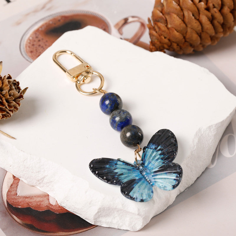 Crystal Butterfly Keychain Set,Lapis lazuli