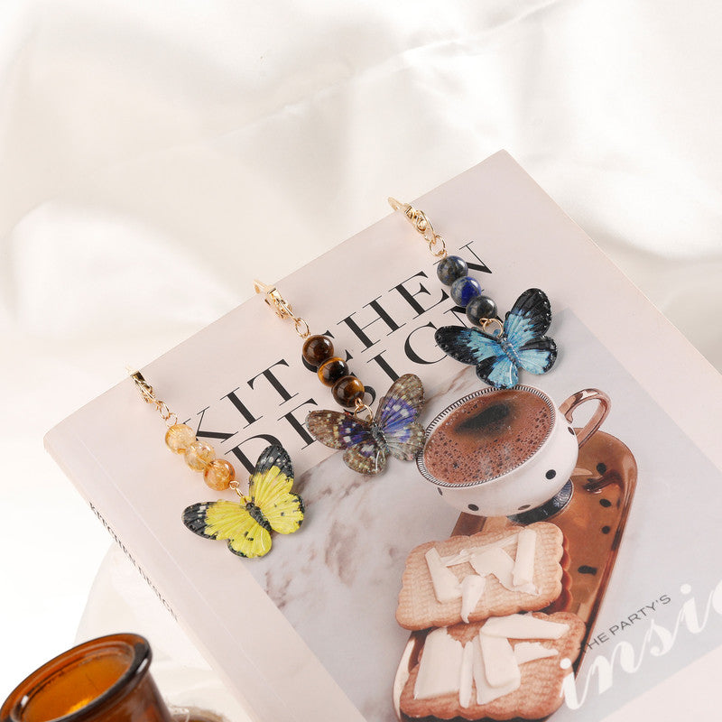 Crystal Butterfly Keychain Set,Amazonite