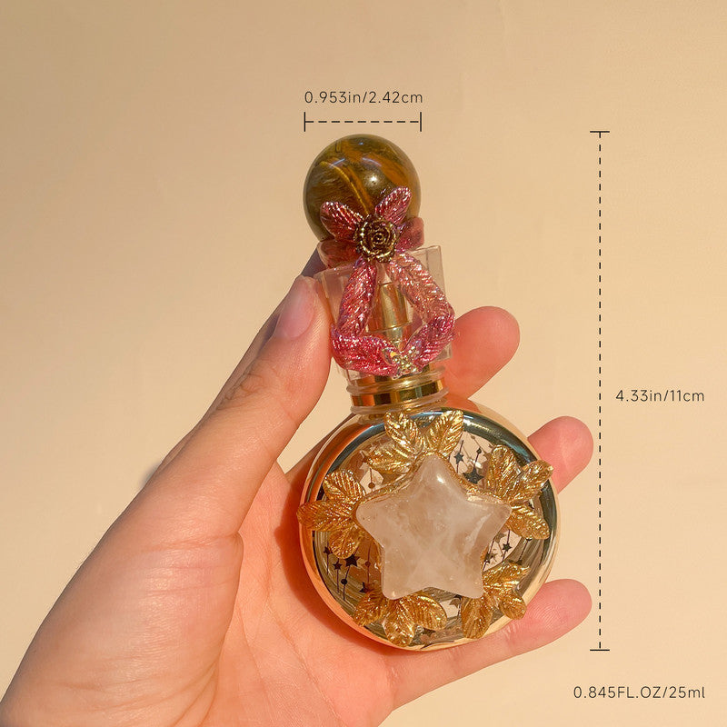 Healing natural crystal perfume bottle(25ml)-rose quartz aventurine Moon style