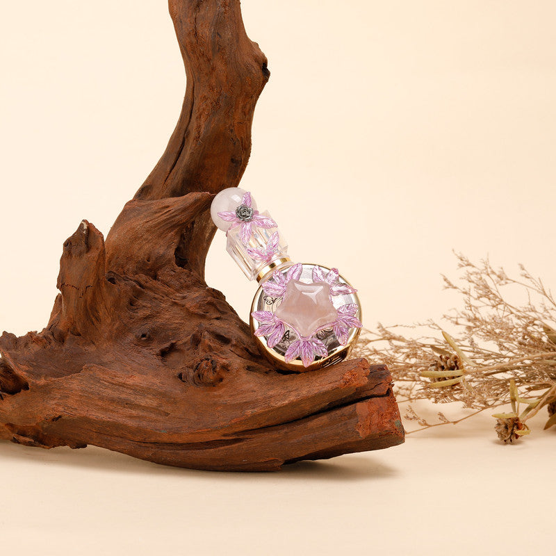 Healing natural crystal perfume bottle(25ml)-Pink crystal star