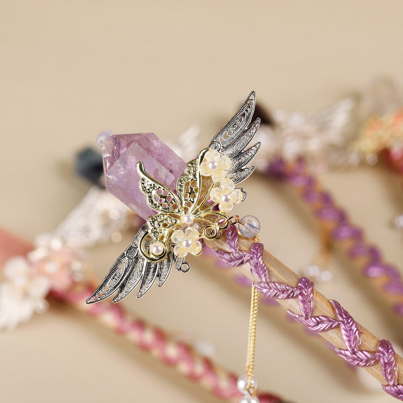 Handmade Crystal Wand, Raw Gemstone Scepter, Natural Magic Wand amethyst