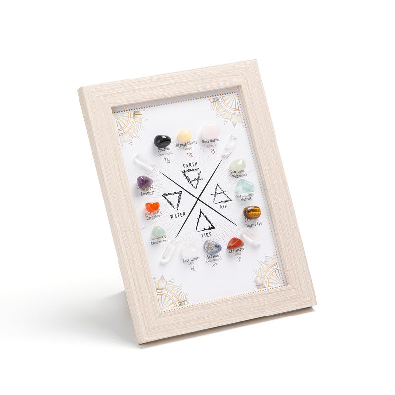 Constellation B Healing Crystal Stone Photo Frame Feng Shui or Hanging Home Wall Decoration, Office Gifts