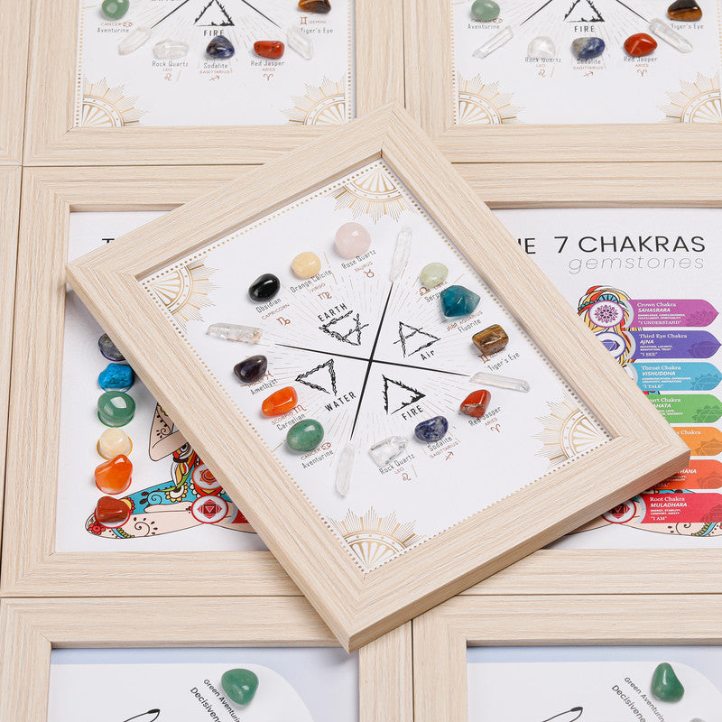 Constellation B Healing Crystal Stone Photo Frame Feng Shui or Hanging Home Wall Decoration, Office Gifts