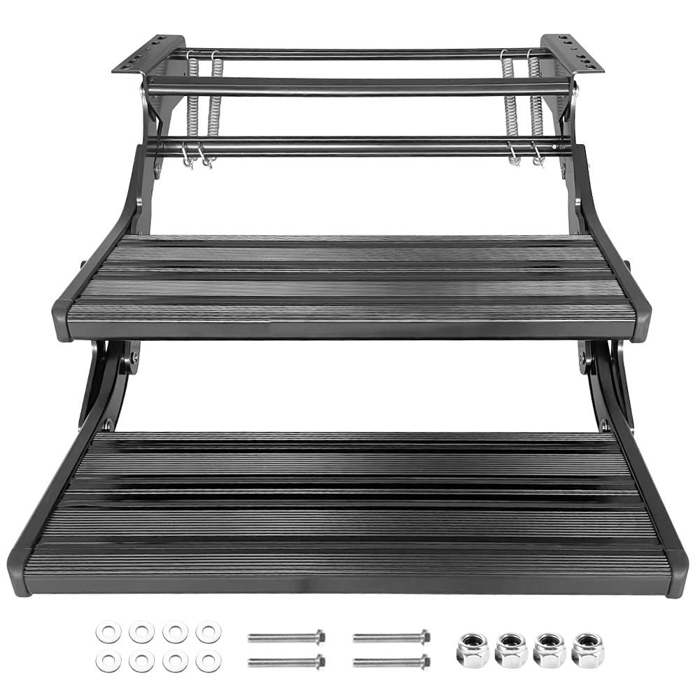 Heavy Duty Double Aluminium Caravan Step – Anti-Slip RV Entry Step, Stable 2-Tier Camping Step, Durable Outdoor Access Step, 54.5 x 77.5 x 30cm