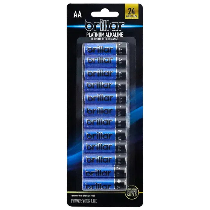 24 Pcs Brillar AA Platinum Alkaline Batteries
