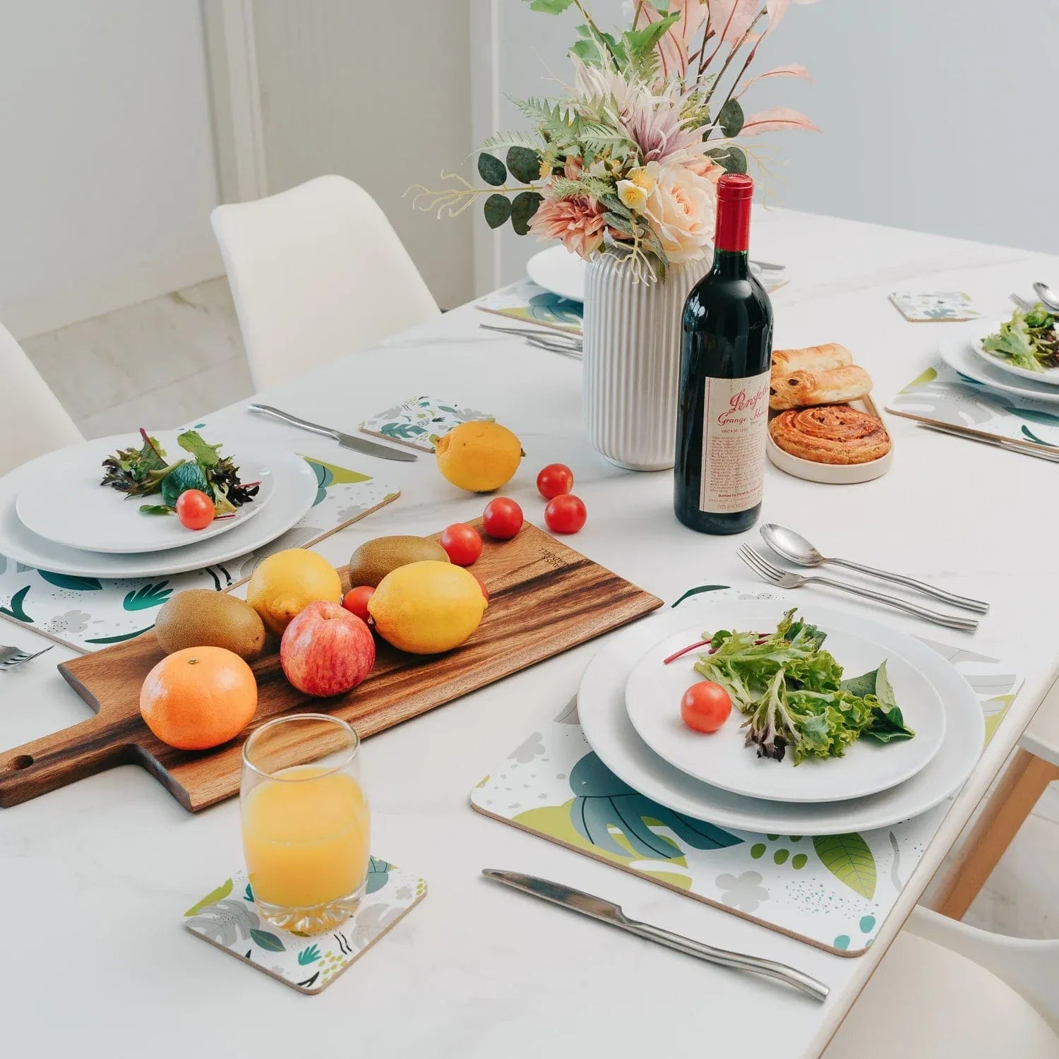 8 Pcs Clevinger MDF Placemats and Coasters Monstera