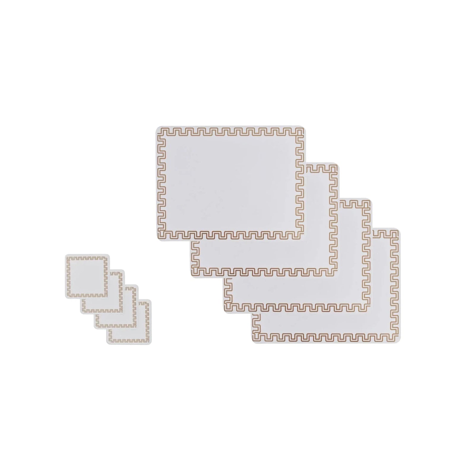 8 Pcs Clevinger MDF Placemats and Coasters Gold Border