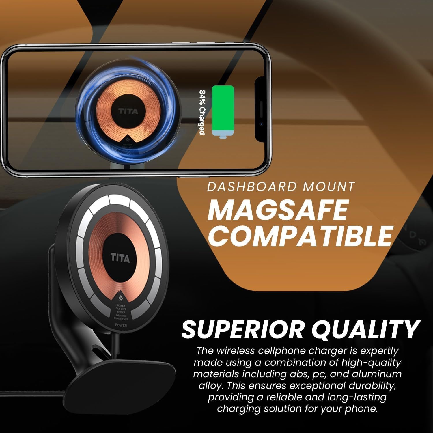 Car Mount Phone Charger for Tesla 3/Y Compatible TypeC 15W Fast Charge